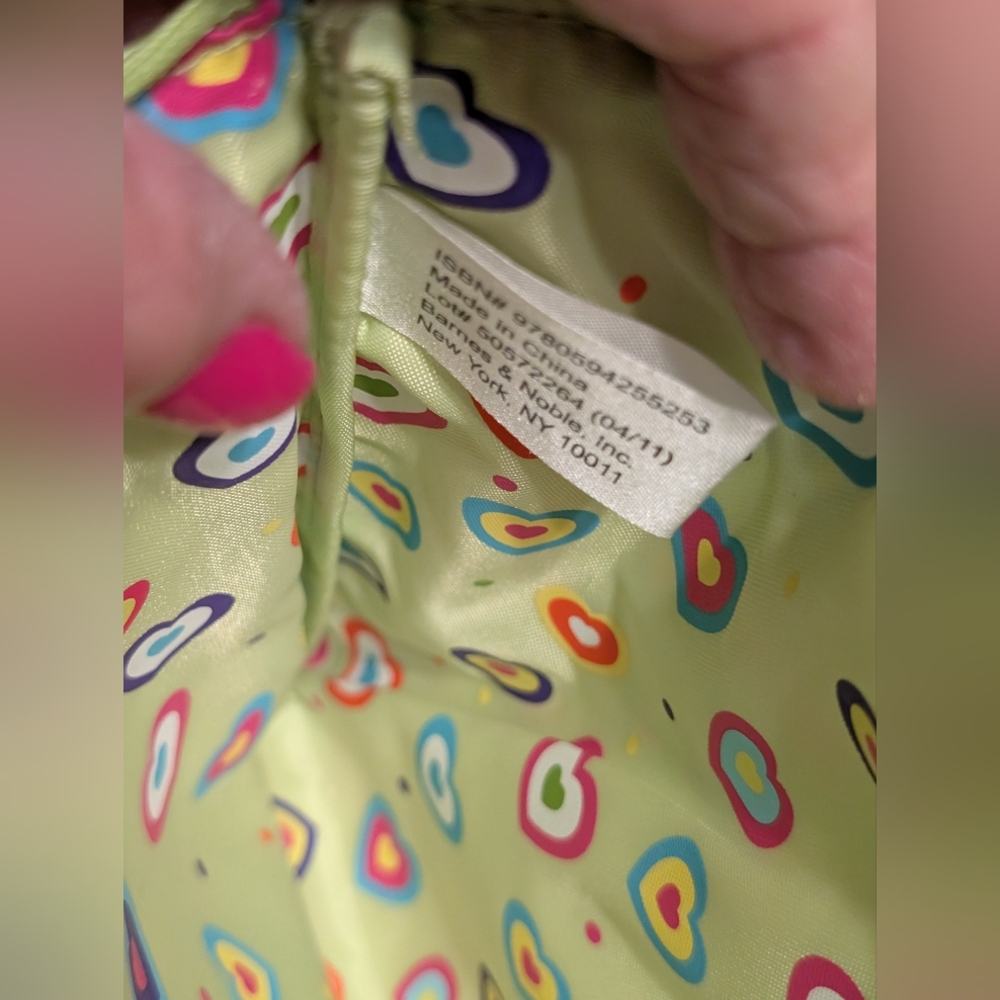 Barnes & Noble Colorful Bird & Hearts Print Vinyl Zippered Pouch - Picture 3 of 5